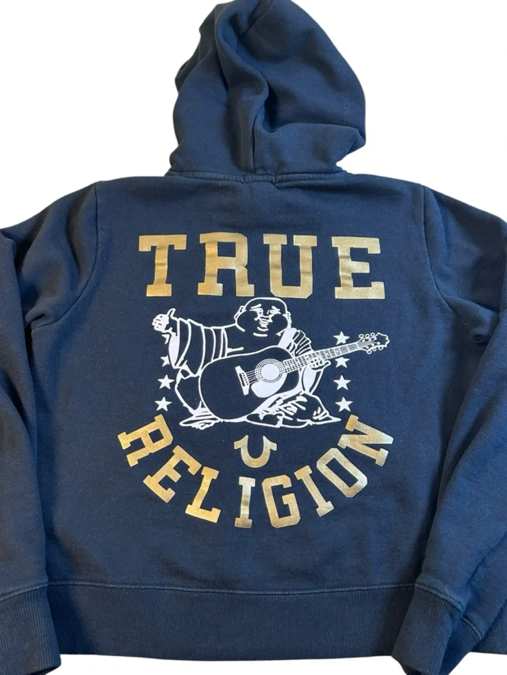 TRUE RELIGION Starry Buddha Hoodie Black Gold Metallic‎ Graphic Size M Unisex